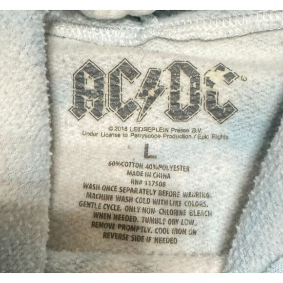 AC/DC TIE DYE HOODIE SIZE L WHITE BLUE FLEECE ROCK N ROLL MENS - Picture 3 of 4
